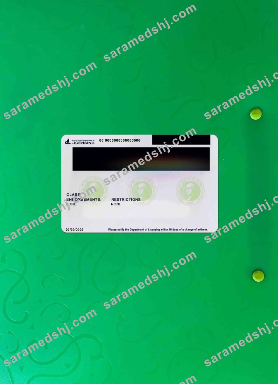 USA Washington driving license template in PSD format (2018 – present) photolook BACK